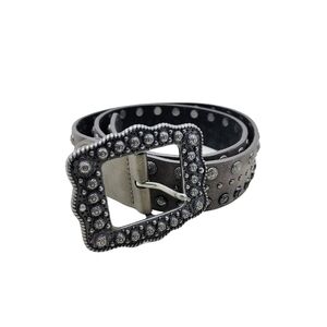 Beltiscool Women's Studded Genuine Leather Buckle Belt